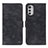 Leather Case Stands Flip Cover Holder N06P for Motorola Moto E32s Black