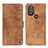 Leather Case Stands Flip Cover Holder N06P for Motorola Moto G Power (2022) Brown