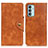 Leather Case Stands Flip Cover Holder N06P for Samsung Galaxy M13 4G Brown