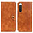 Leather Case Stands Flip Cover Holder N06P for Sony Xperia 10 IV Brown