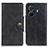 Leather Case Stands Flip Cover Holder N06P for Vivo iQOO Z6 Pro 5G Black