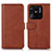 Leather Case Stands Flip Cover Holder N06P for Xiaomi Redmi 10 Power Brown