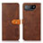 Leather Case Stands Flip Cover Holder N07P for Asus ROG Phone 7 Brown