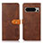 Leather Case Stands Flip Cover Holder N07P for Google Pixel 8 Pro 5G Brown