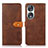 Leather Case Stands Flip Cover Holder N07P for Huawei Honor 90 5G Brown