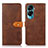 Leather Case Stands Flip Cover Holder N07P for Huawei Honor 90 Lite 5G Brown