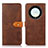 Leather Case Stands Flip Cover Holder N07P for Huawei Honor X9a 5G Brown