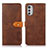 Leather Case Stands Flip Cover Holder N07P for Motorola Moto E32 Brown