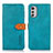 Leather Case Stands Flip Cover Holder N07P for Motorola Moto E32 Cyan