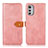 Leather Case Stands Flip Cover Holder N07P for Motorola Moto E32s Pink