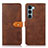 Leather Case Stands Flip Cover Holder N07P for Motorola Moto Edge S30 5G Brown