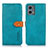 Leather Case Stands Flip Cover Holder N07P for Motorola Moto G 5G (2023) Cyan