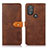 Leather Case Stands Flip Cover Holder N07P for Motorola Moto G Power (2022) Brown