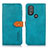 Leather Case Stands Flip Cover Holder N07P for Motorola Moto G Power (2022) Cyan