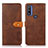 Leather Case Stands Flip Cover Holder N07P for Motorola Moto G Pure Brown