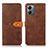 Leather Case Stands Flip Cover Holder N07P for Motorola Moto G14 Brown