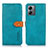 Leather Case Stands Flip Cover Holder N07P for Motorola Moto G14 Cyan