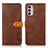 Leather Case Stands Flip Cover Holder N07P for Motorola Moto G42 Brown