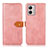 Leather Case Stands Flip Cover Holder N07P for Motorola Moto G53j 5G Pink