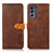 Leather Case Stands Flip Cover Holder N07P for Motorola Moto G62 5G Brown