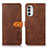 Leather Case Stands Flip Cover Holder N07P for Motorola Moto G82 5G Brown