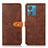 Leather Case Stands Flip Cover Holder N07P for Motorola Moto G84 5G Brown