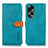 Leather Case Stands Flip Cover Holder N07P for Oppo A18 Cyan