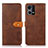 Leather Case Stands Flip Cover Holder N07P for Oppo F21 Pro 4G Brown