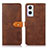 Leather Case Stands Flip Cover Holder N07P for Oppo F21 Pro 5G Brown