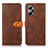 Leather Case Stands Flip Cover Holder N07P for Oppo K10 Pro 5G Brown