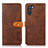 Leather Case Stands Flip Cover Holder N07P for Oppo K9 Pro 5G Brown