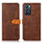 Leather Case Stands Flip Cover Holder N07P for Oppo Reno6 5G Brown