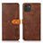 Leather Case Stands Flip Cover Holder N07P for Samsung Galaxy A03 Brown