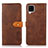 Leather Case Stands Flip Cover Holder N07P for Samsung Galaxy A12 Brown