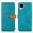 Leather Case Stands Flip Cover Holder N07P for Samsung Galaxy A12 Cyan