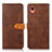 Leather Case Stands Flip Cover Holder N07P for Samsung Galaxy A22 5G SC-56B Brown