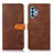 Leather Case Stands Flip Cover Holder N07P for Samsung Galaxy A32 4G Brown