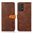 Leather Case Stands Flip Cover Holder N07P for Samsung Galaxy A52s 5G Brown