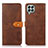 Leather Case Stands Flip Cover Holder N07P for Samsung Galaxy M33 5G Brown