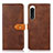 Leather Case Stands Flip Cover Holder N07P for Sony Xperia 5 IV Brown