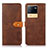 Leather Case Stands Flip Cover Holder N07P for Vivo iQOO Neo6 5G Brown