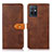 Leather Case Stands Flip Cover Holder N07P for Vivo iQOO Z6 5G Brown
