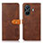 Leather Case Stands Flip Cover Holder N07P for Vivo iQOO Z6 Pro 5G Brown