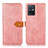 Leather Case Stands Flip Cover Holder N07P for Vivo T1 5G India Pink