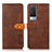 Leather Case Stands Flip Cover Holder N07P for Vivo V21e 5G Brown