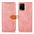 Leather Case Stands Flip Cover Holder N07P for Vivo Y21 Pink