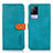 Leather Case Stands Flip Cover Holder N07P for Vivo Y73 (2021) Cyan