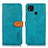 Leather Case Stands Flip Cover Holder N07P for Xiaomi POCO C3 Cyan