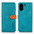 Leather Case Stands Flip Cover Holder N07P for Xiaomi Poco C65 Cyan