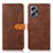 Leather Case Stands Flip Cover Holder N07P for Xiaomi Poco F5 5G Brown